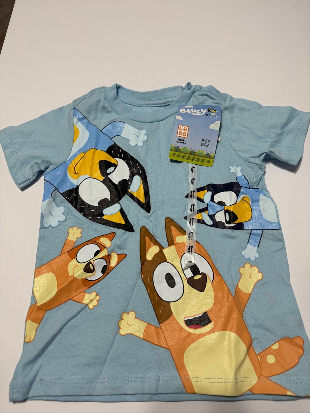 Blue 'Bluey' Short Sleeve Kids Tee - Animated Pup Graphic